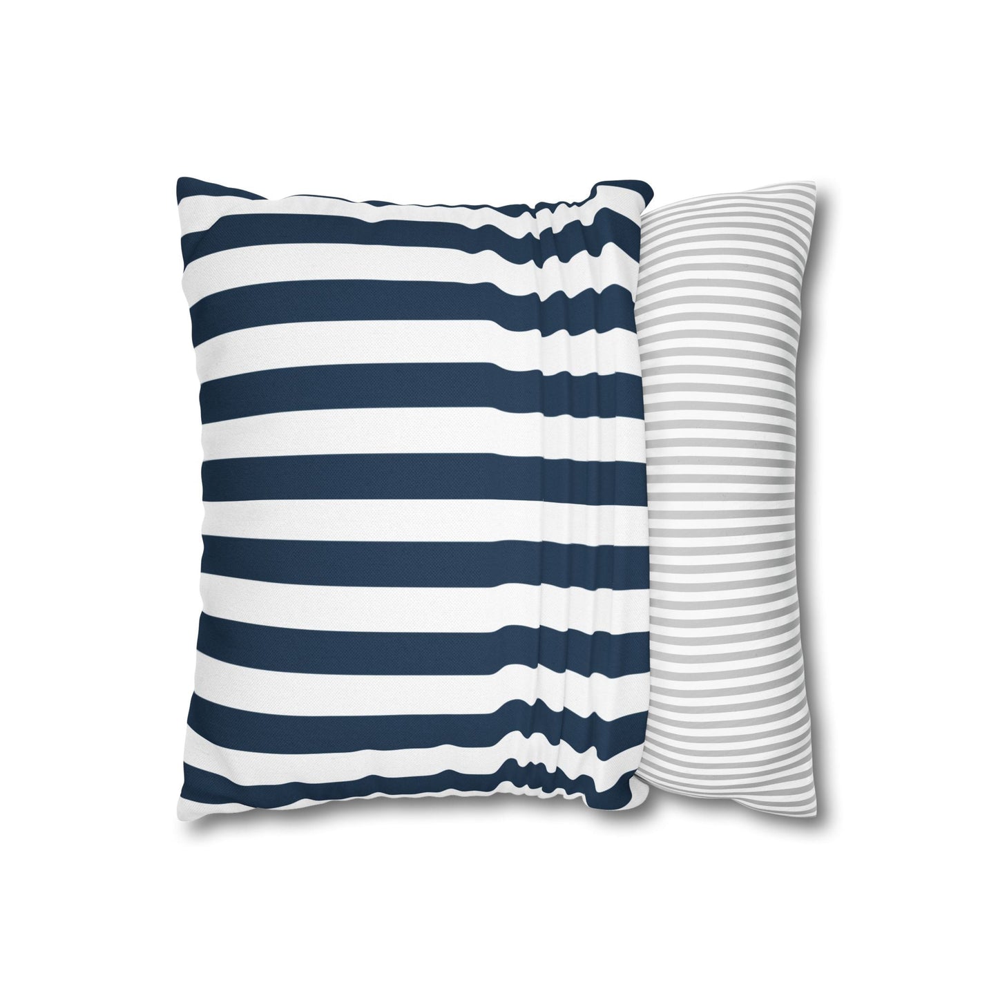 Navy Blue Stripes Square Pillowcase Cerulean Blue and White Stripey Pretty Cute Pillow Sham Accent Decor Classic - Home Decor - Kristine Celestine