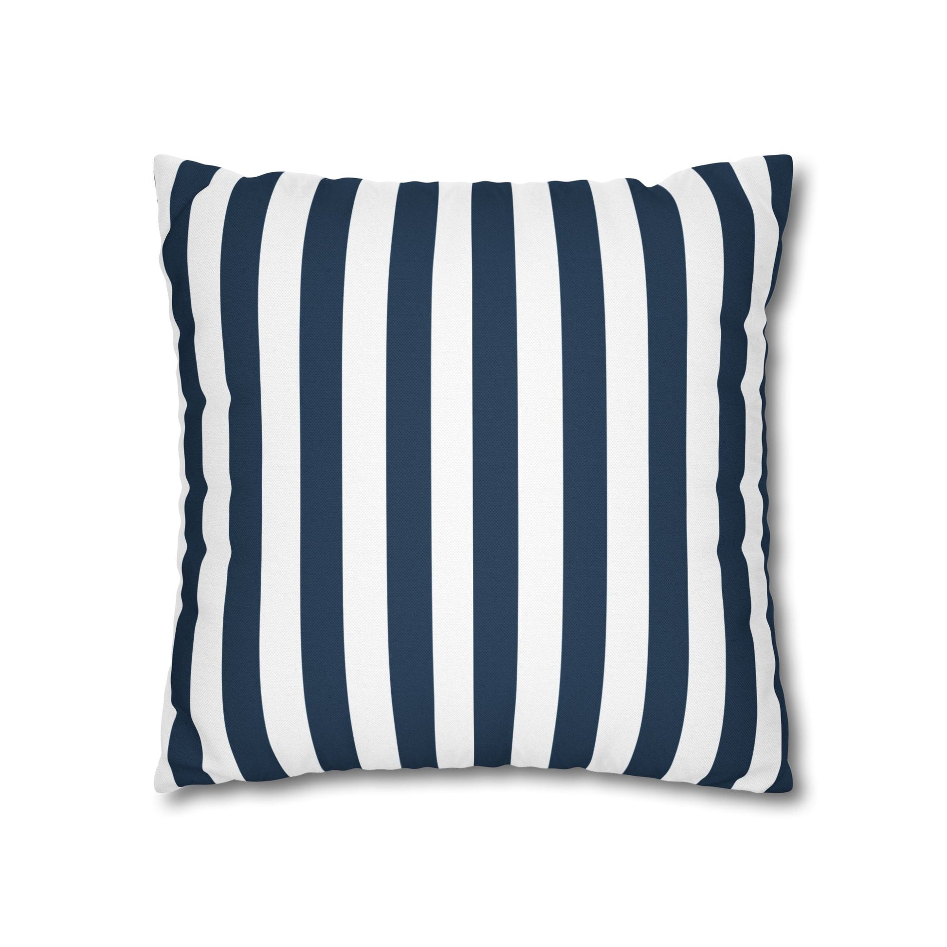 Navy Blue Stripes Square Pillowcase Cerulean Blue and White Stripey Pretty Cute Pillow Sham Accent Decor Classic - Home Decor - Kristine Celestine