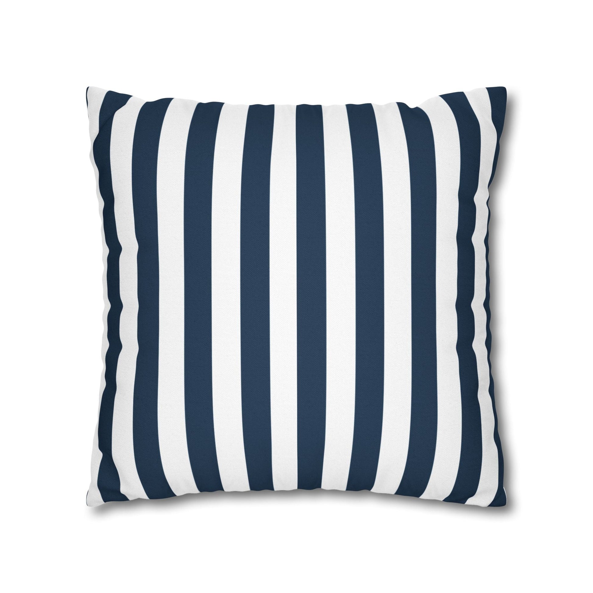 Navy Blue Stripes Square Pillowcase Cerulean Blue and White Stripey Pretty Cute Pillow Sham Accent Decor Classic - Home Decor - Kristine Celestine