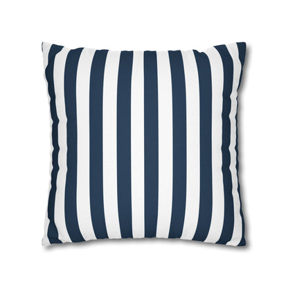 Navy Blue Stripes Square Pillowcase Cerulean Blue and White Stripey Pretty Cute Pillow Sham Accent Decor Classic - Home Decor - Kristine Celestine