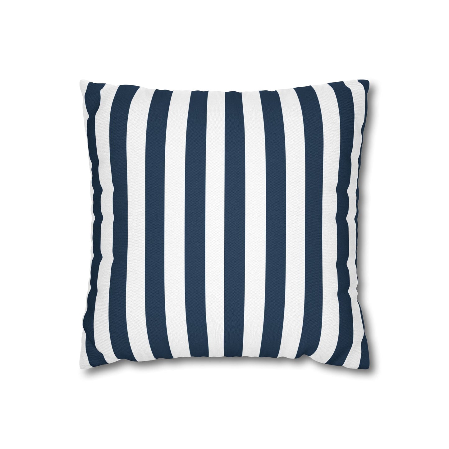 Navy Blue Stripes Square Pillowcase Cerulean Blue and White Stripey Pretty Cute Pillow Sham Accent Decor Classic - Home Decor - Kristine Celestine