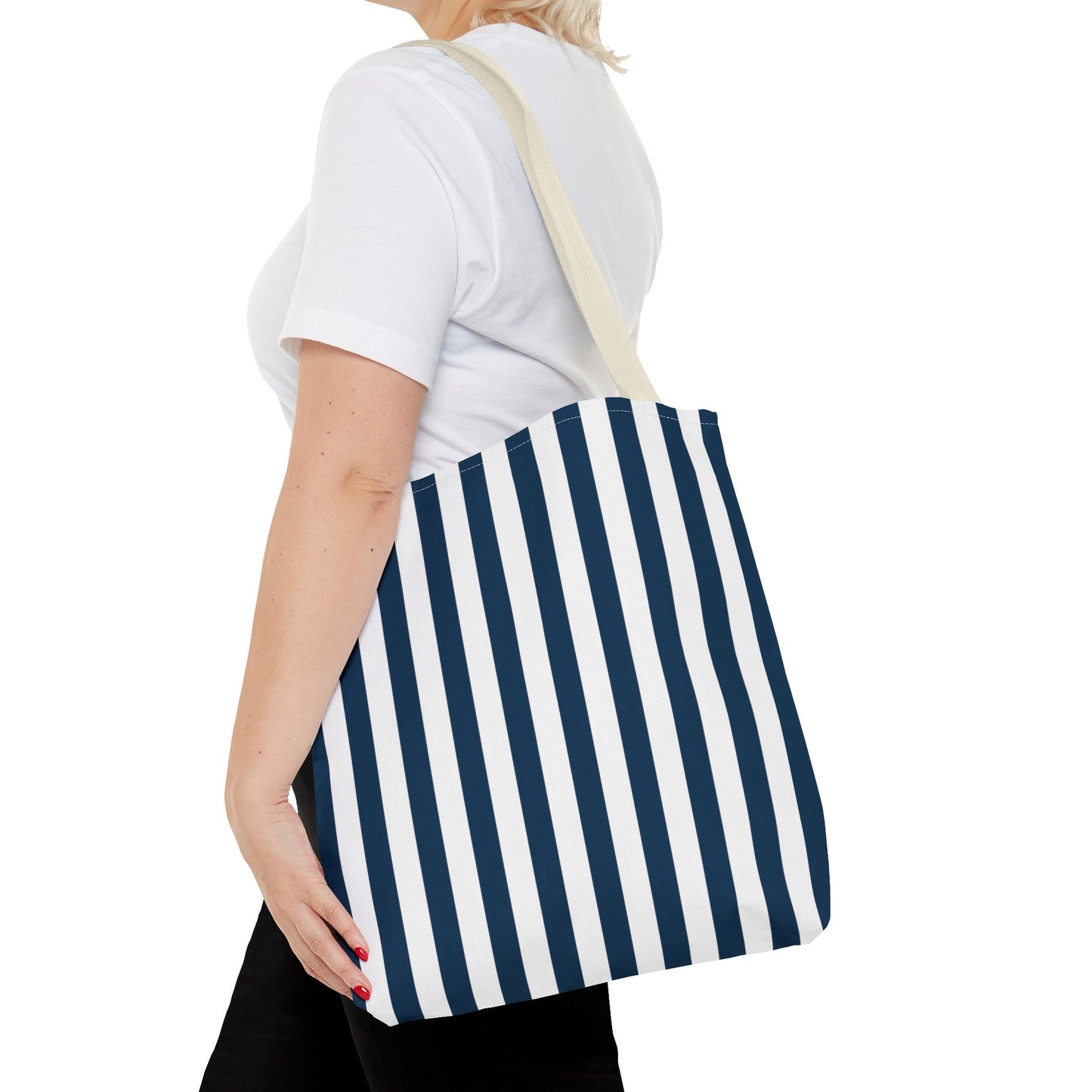 Navy Blue Stripes Tote Bag - Bags - Kristine Celestine