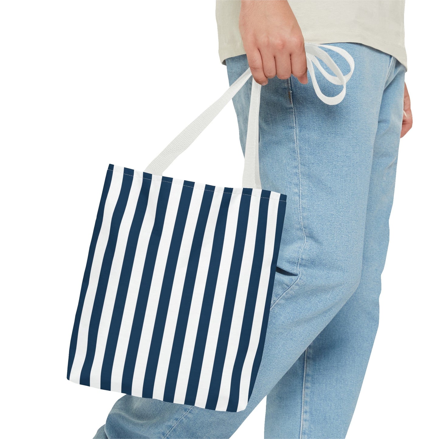 Navy Blue Stripes Tote Bag - Bags - Kristine Celestine