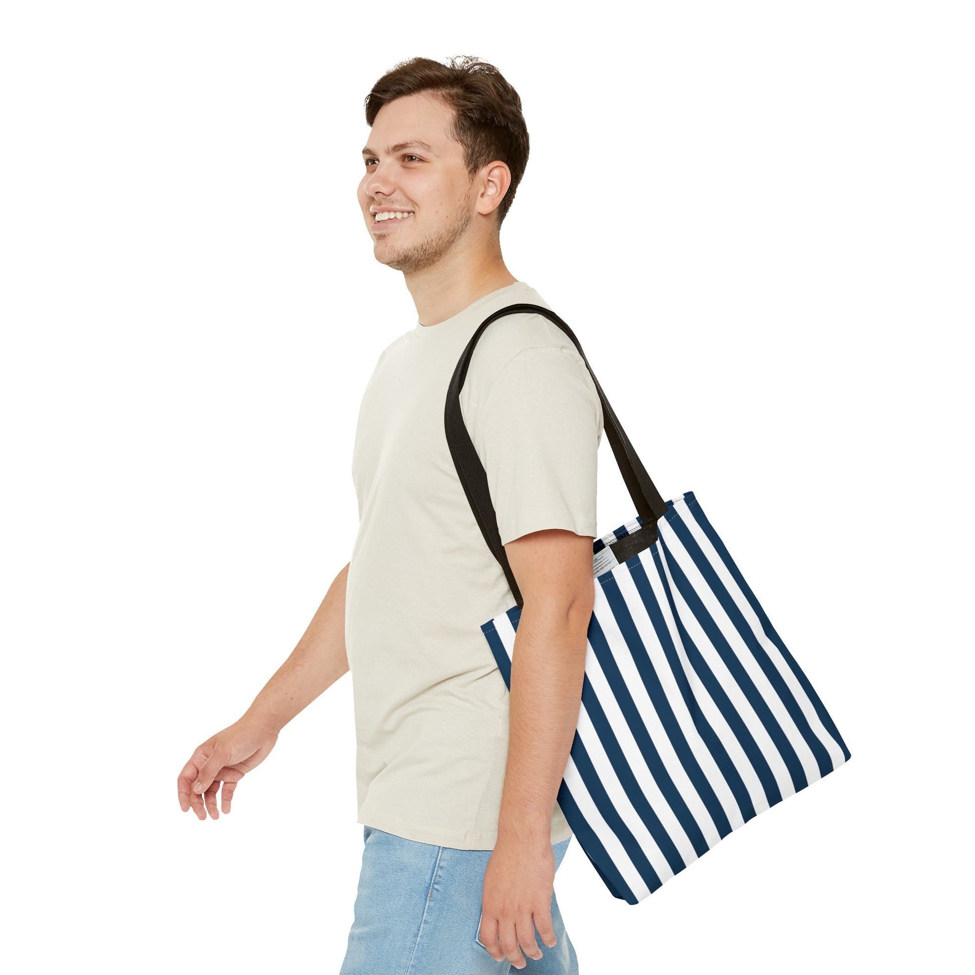 Navy Blue Stripes Tote Bag - Bags - Kristine Celestine