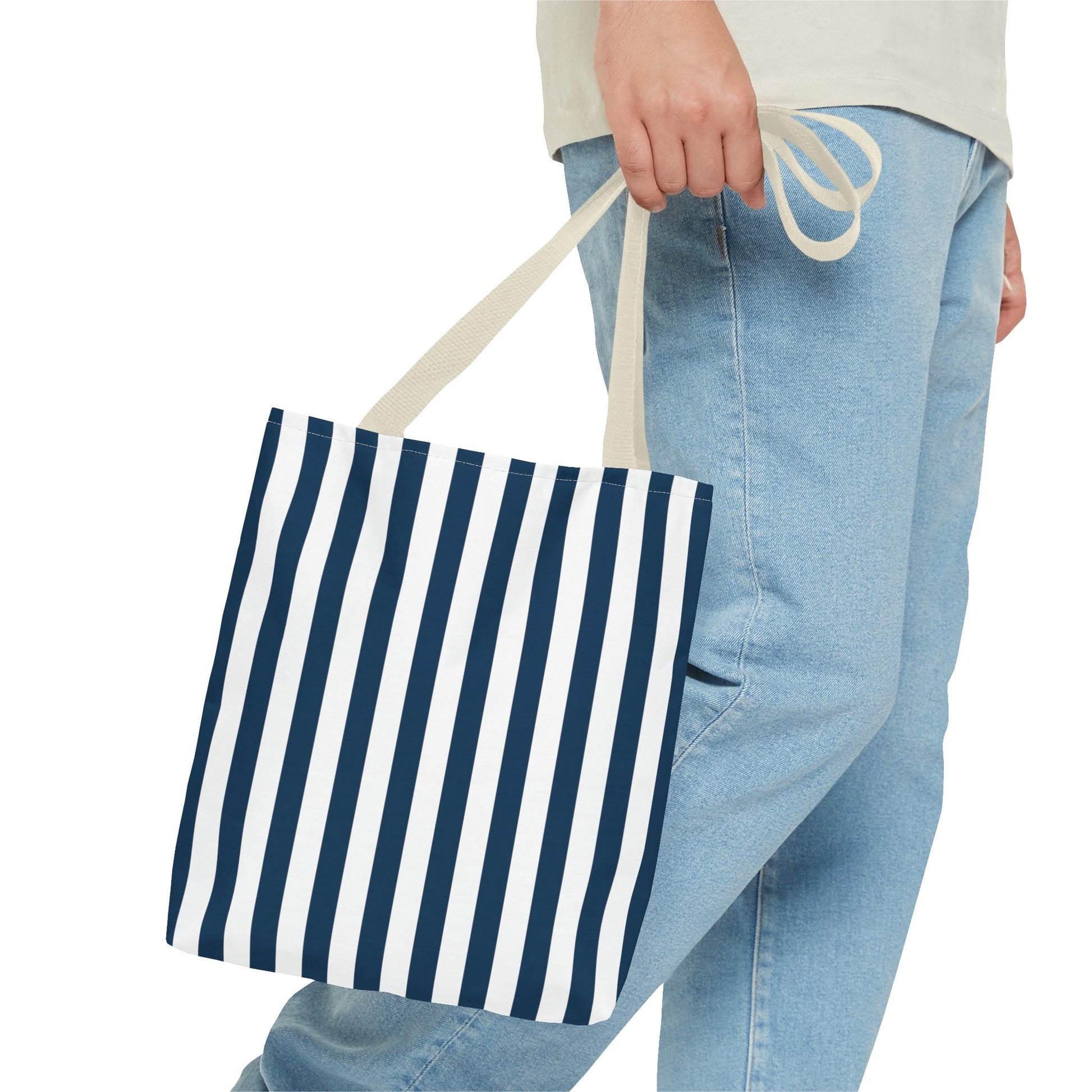 Navy Blue Stripes Tote Bag - Bags - Kristine Celestine