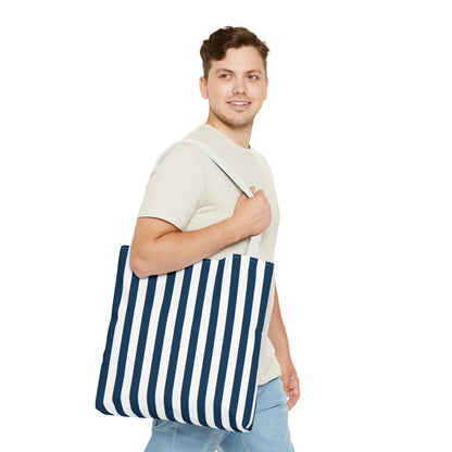 Navy Blue Stripes Tote Bag - Bags - Kristine Celestine