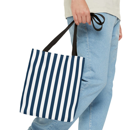 Navy Blue Stripes Tote Bag - Bags - Kristine Celestine