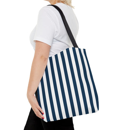 Navy Blue Stripes Tote Bag - Bags - Kristine Celestine