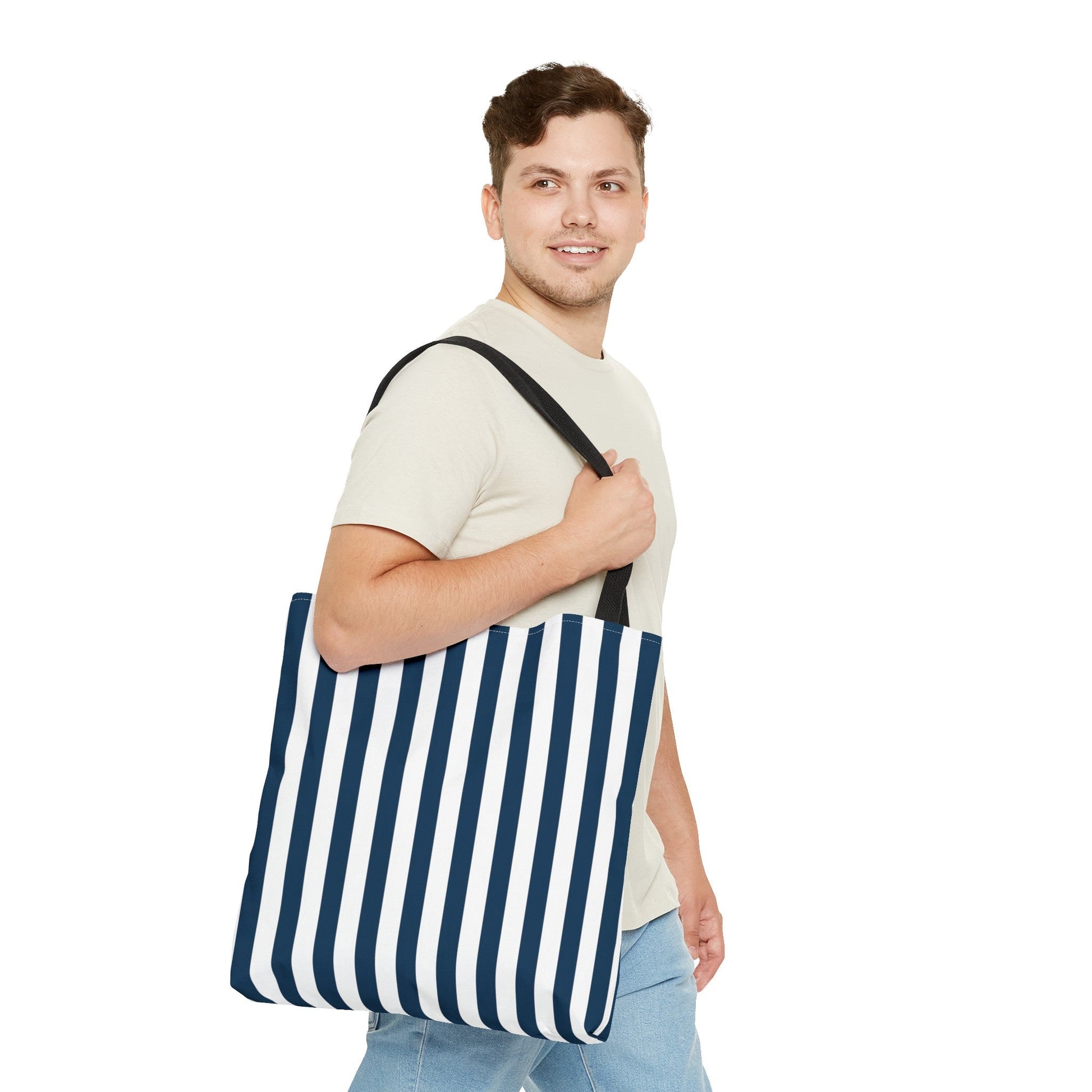 Navy Blue Stripes Tote Bag - Bags - Kristine Celestine