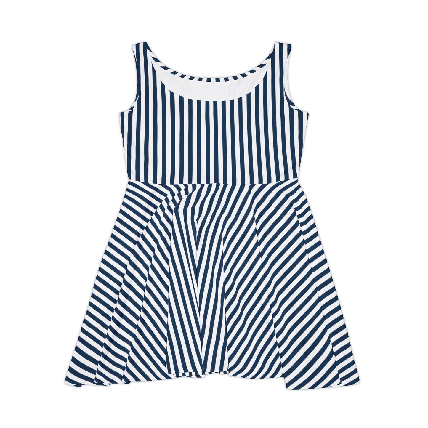 Navy Blue Stripes Women's Skater Dress - Dress - Kristine Celestine