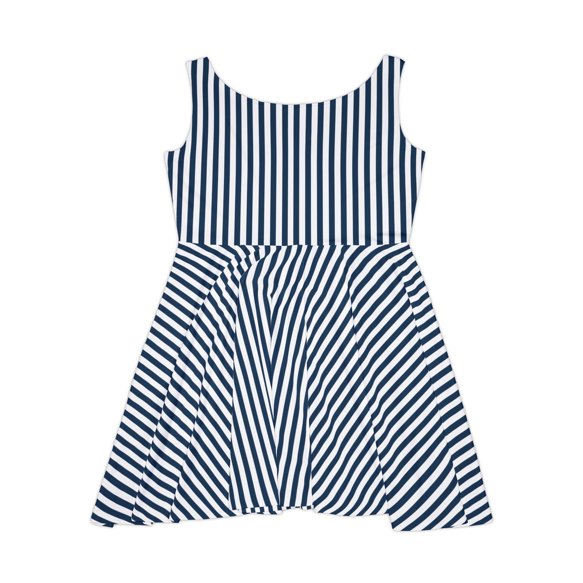 Navy Blue Stripes Women's Skater Dress - Dress - Kristine Celestine