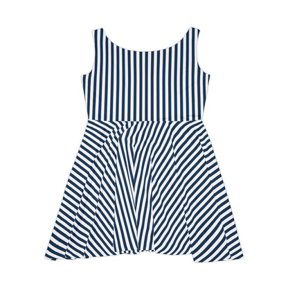 Navy Blue Stripes Women's Skater Dress - Dress - Kristine Celestine