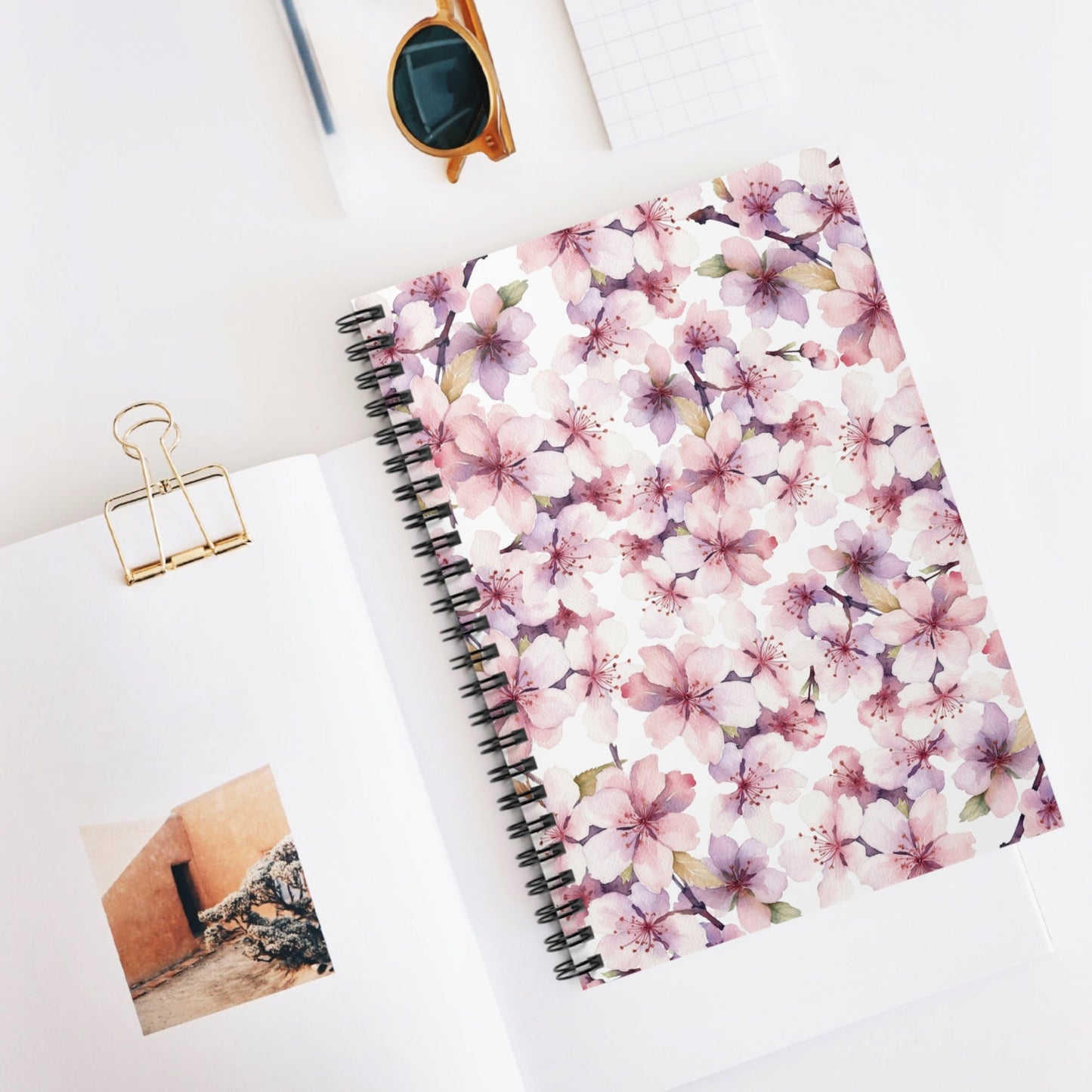 Pink and Purple Ombre Flowers Spiral Notebook 6x8" (vN) - Notebook - Kristine Celestine