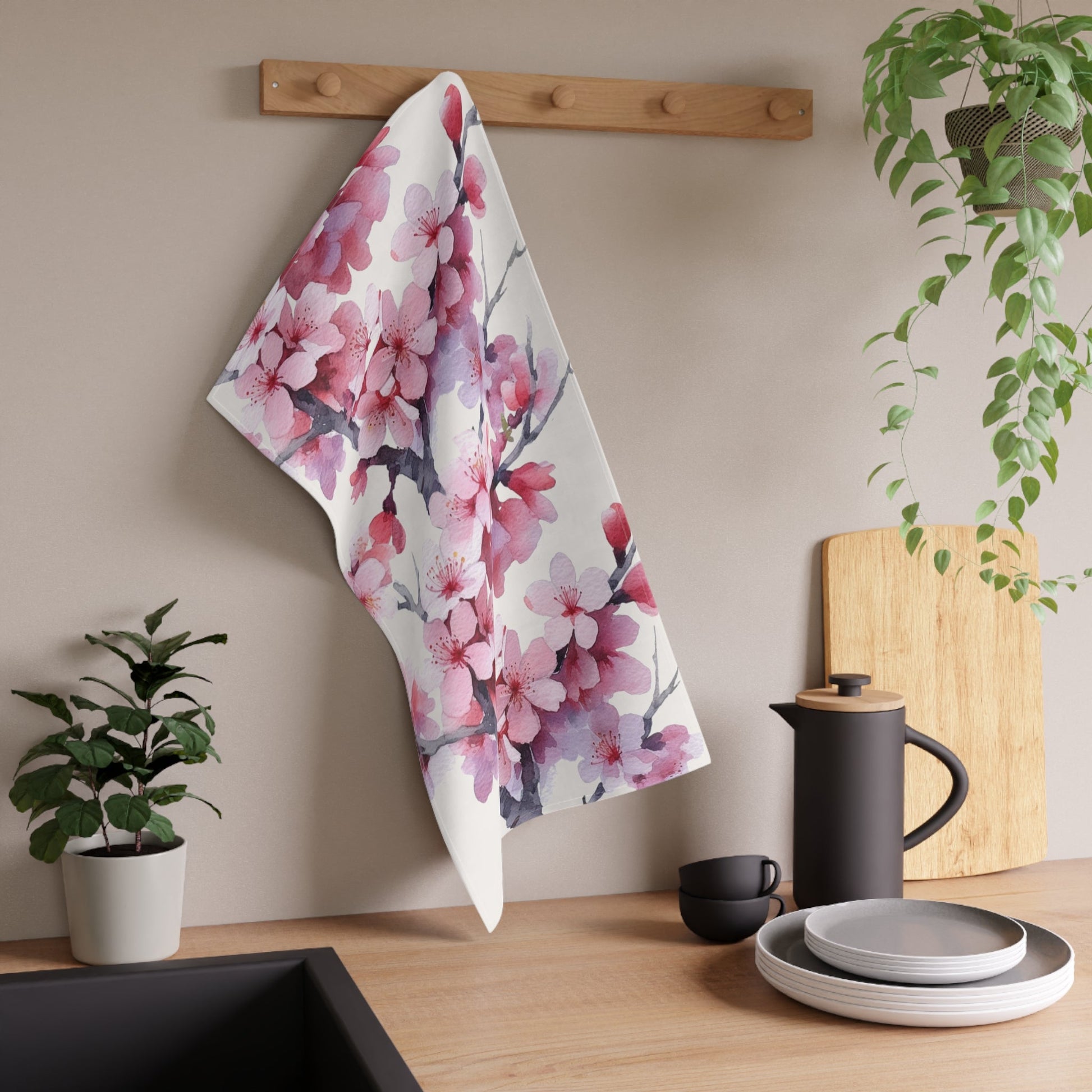 Purple Flower Kitchen Towel (vJ) - Kitchen Towel - Kristine Celestine