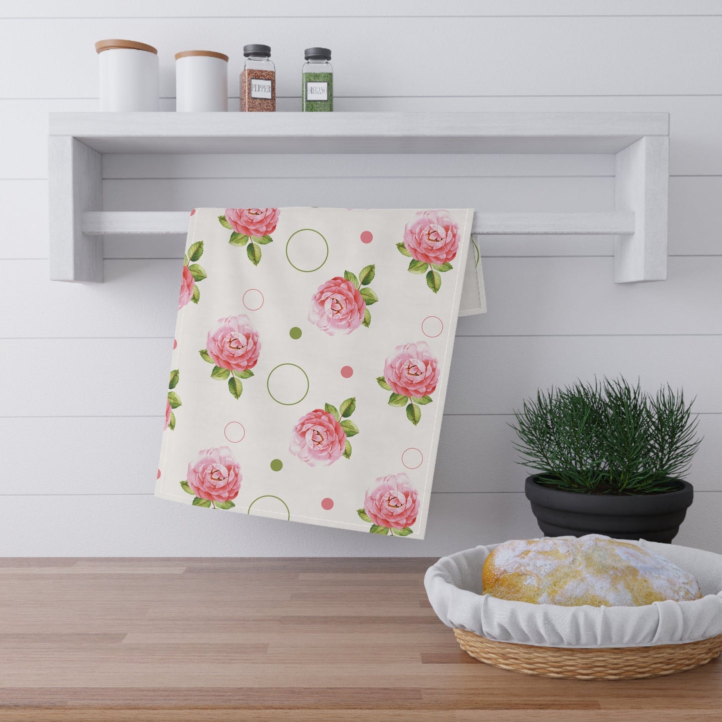 Pink Rose Kitchen Towel - Kitchen Towel - Kristine Celestine