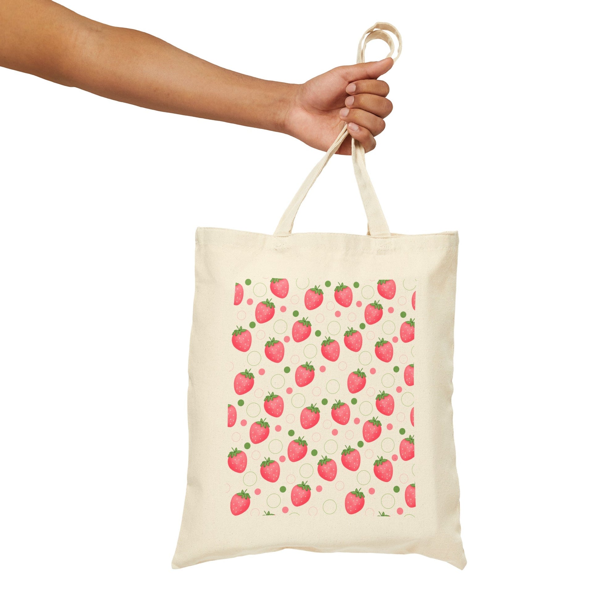 Pink Strawberry Bubbles Cotton Canvas Tote Bag - Bags - Kristine Celestine