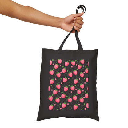 Pink Strawberry Bubbles Cotton Canvas Tote Bag - Bags - Kristine Celestine