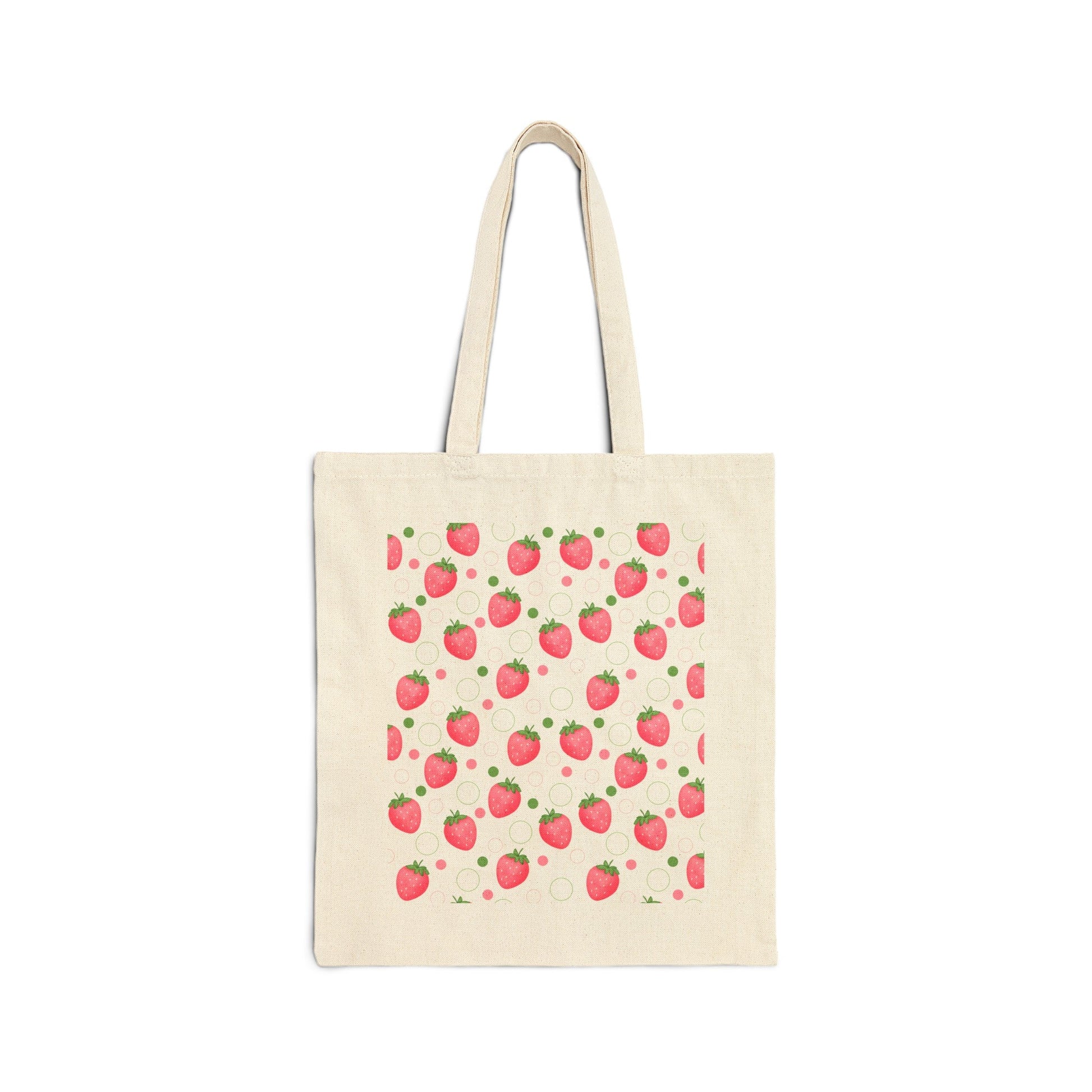 Pink Strawberry Bubbles Cotton Canvas Tote Bag - Bags - Kristine Celestine