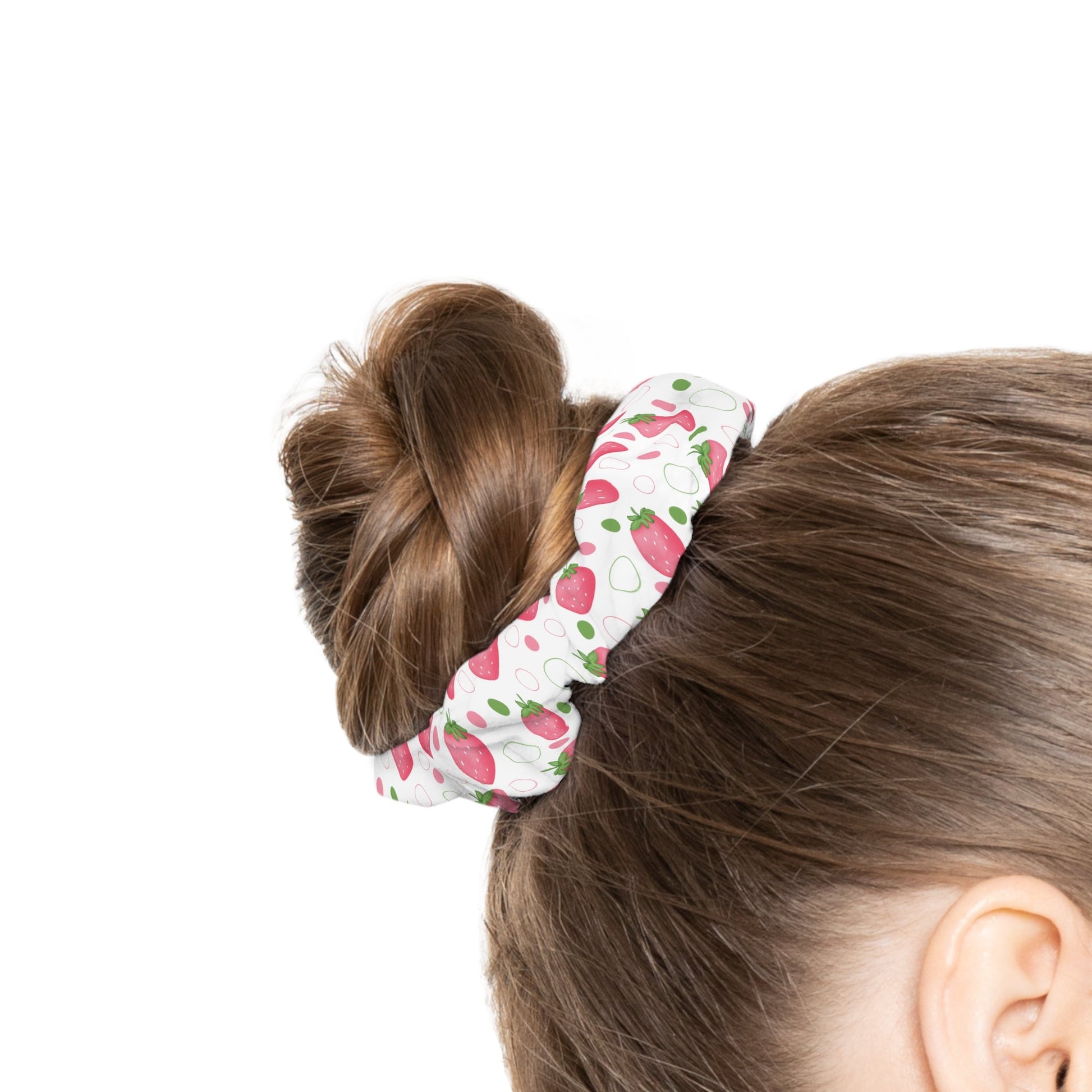 Pink Strawberry Bubbles Scrunchie - Hair Accessories - Kristine Celestine