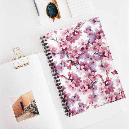 Purple and Pink Flower Spiral Notebook 6x8" (vJ) - Notebook - Kristine Celestine