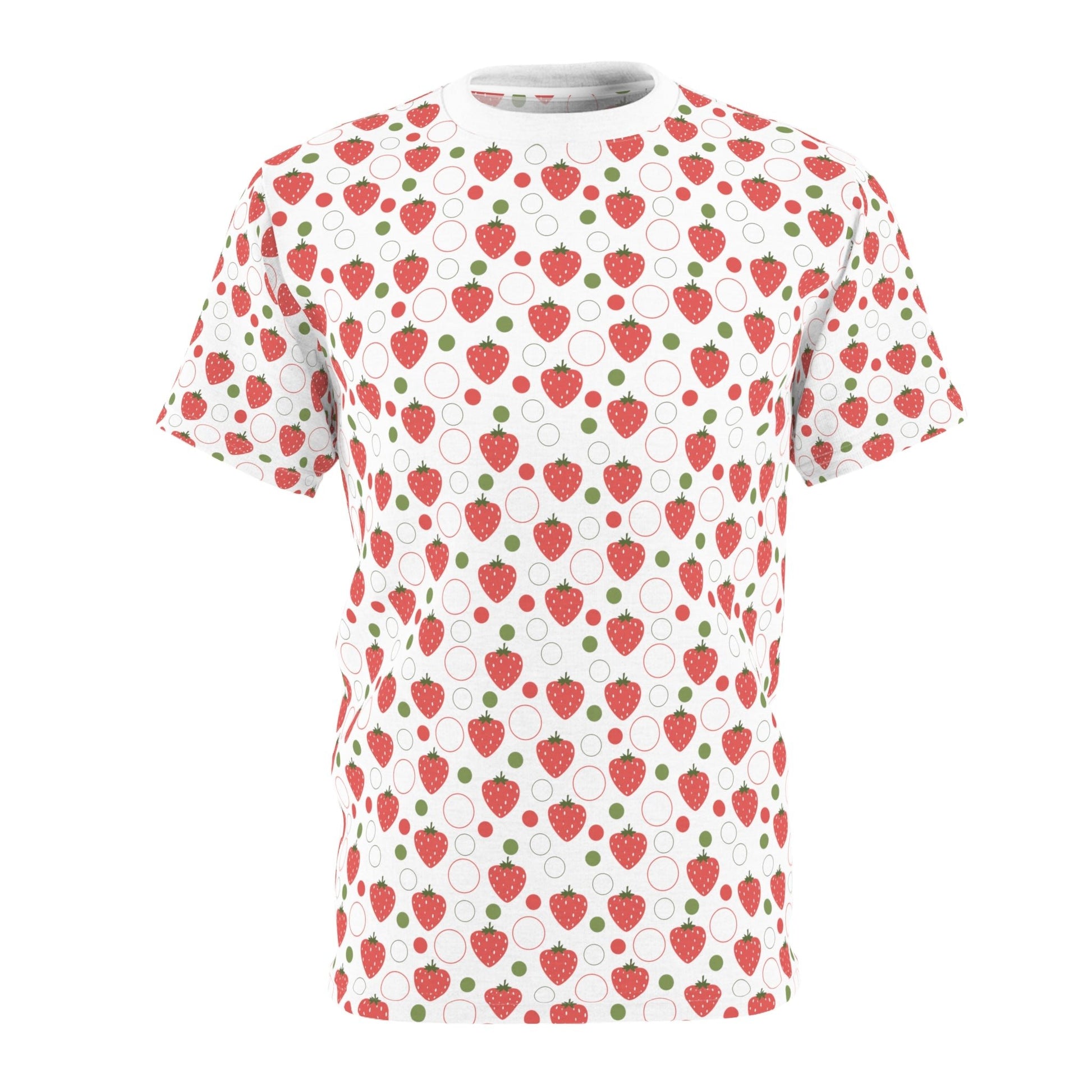 Red Strawberry Bubbles Patterned T - Shirt - T - Shirt - Kristine Celestine