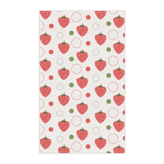 Red Strawberry Bubbles Kitchen Towel - Kitchen Towel - Kristine Celestine