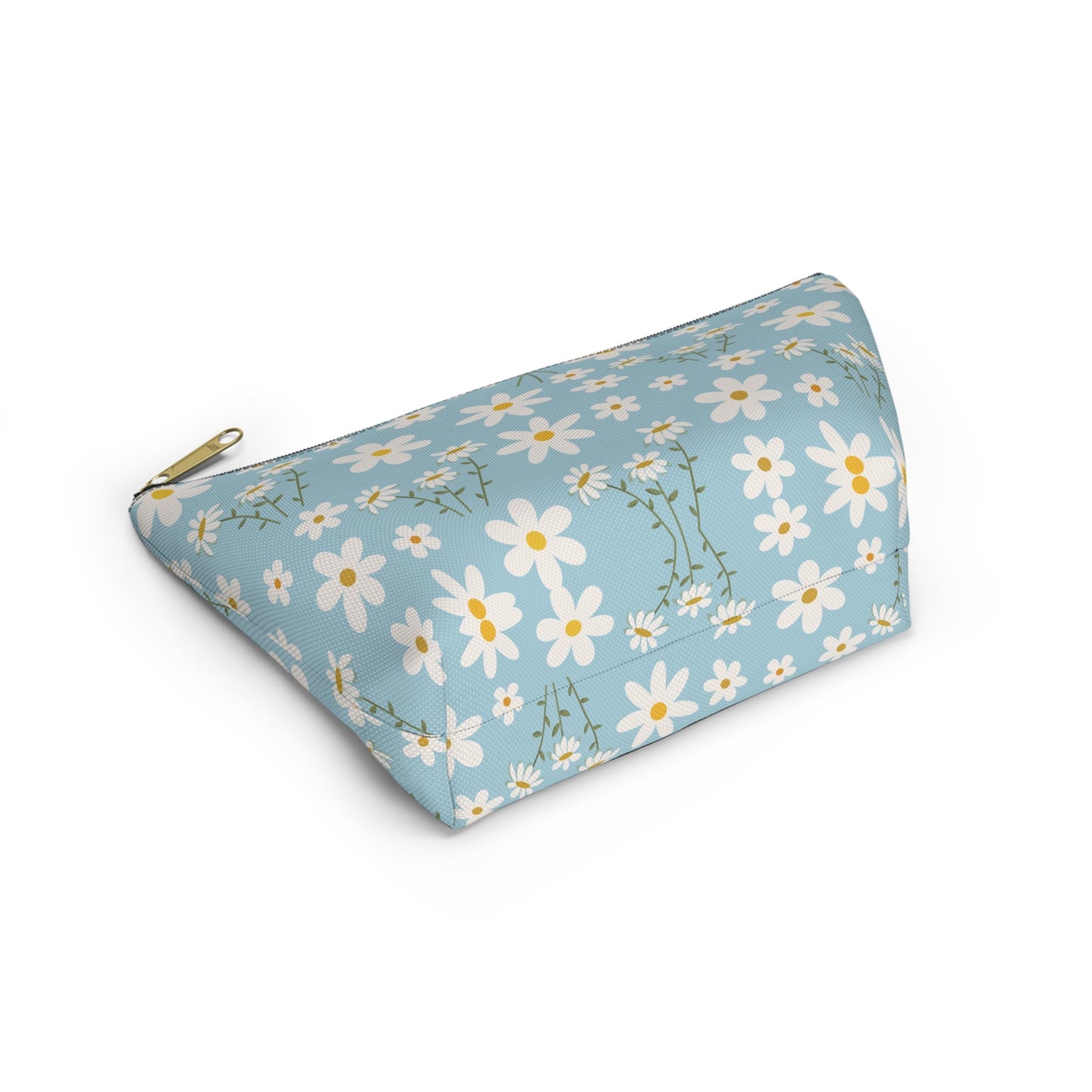 Sky Blue Daisies Accessory Pouch with T - bottom Pretty Cool Blue Spring Flower Pouch for Makeup Small Bag for School Supplies Floral Summer Zipper Pouch - Bags - Kristine Celestine