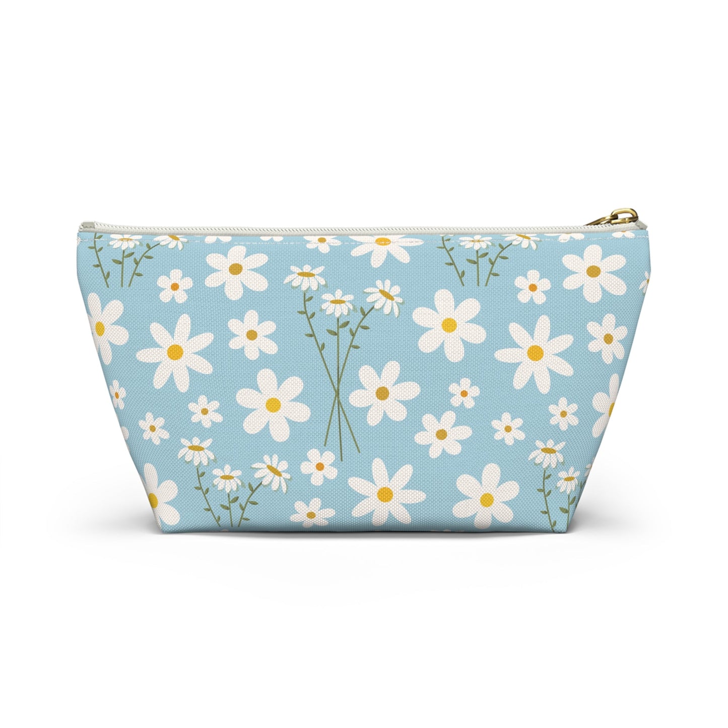 Sky Blue Daisies Accessory Pouch with T - bottom Pretty Cool Blue Spring Flower Pouch for Makeup Small Bag for School Supplies Floral Summer Zipper Pouch - Bags - Kristine Celestine