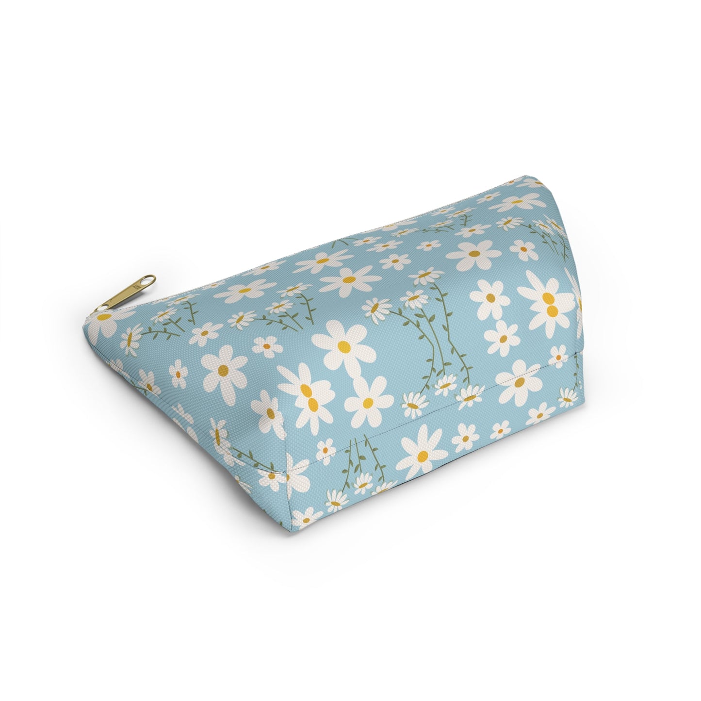 Sky Blue Daisies Accessory Pouch with T - bottom Pretty Cool Blue Spring Flower Pouch for Makeup Small Bag for School Supplies Floral Summer Zipper Pouch - Bags - Kristine Celestine