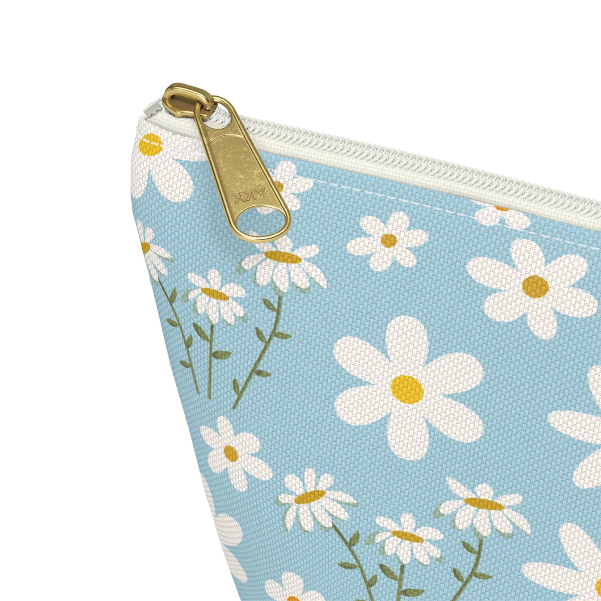 Sky Blue Daisies Accessory Pouch with T - bottom Pretty Cool Blue Spring Flower Pouch for Makeup Small Bag for School Supplies Floral Summer Zipper Pouch - Bags - Kristine Celestine