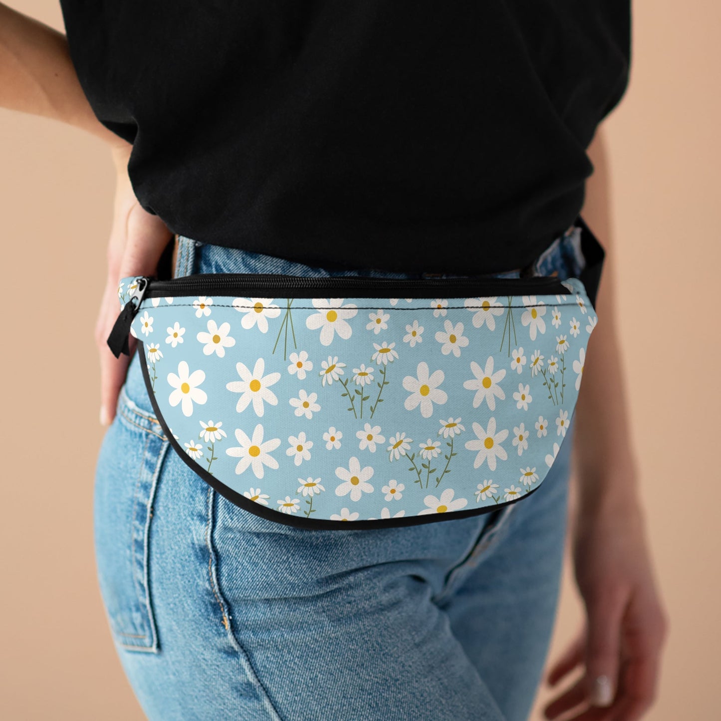 Sky Blue Daisies Fanny Pack Daisies Belt Bag Cool Blue Summer Fanny Bag Spring Flower Waist Pack Floral Bum Bag - Bags - Kristine Celestine