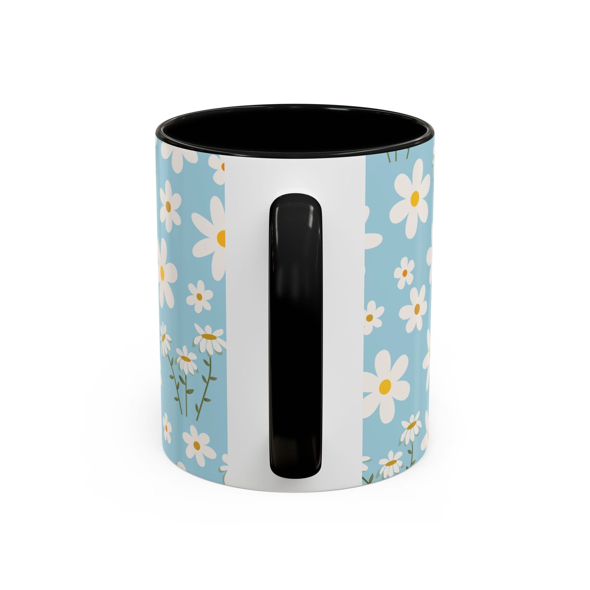 Sky Blue Daisy Accent Mug Pretty Cool Blue Ceramic Coffee Cup Spring Flower Tea Mug Floral Calm Ocean Blue Tea Cup - Mug - Kristine Celestine