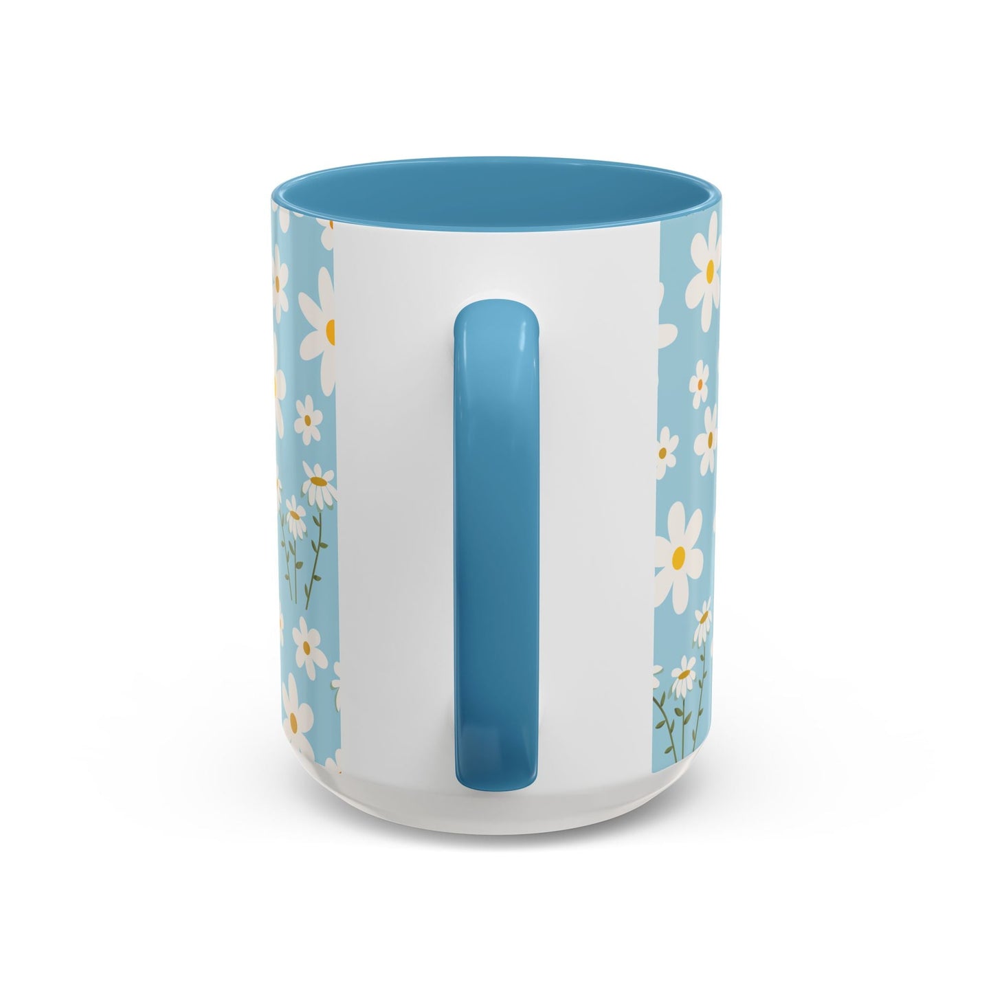 Sky Blue Daisy Accent Mug Pretty Cool Blue Ceramic Coffee Cup Spring Flower Tea Mug Floral Calm Ocean Blue Tea Cup - Mug - Kristine Celestine