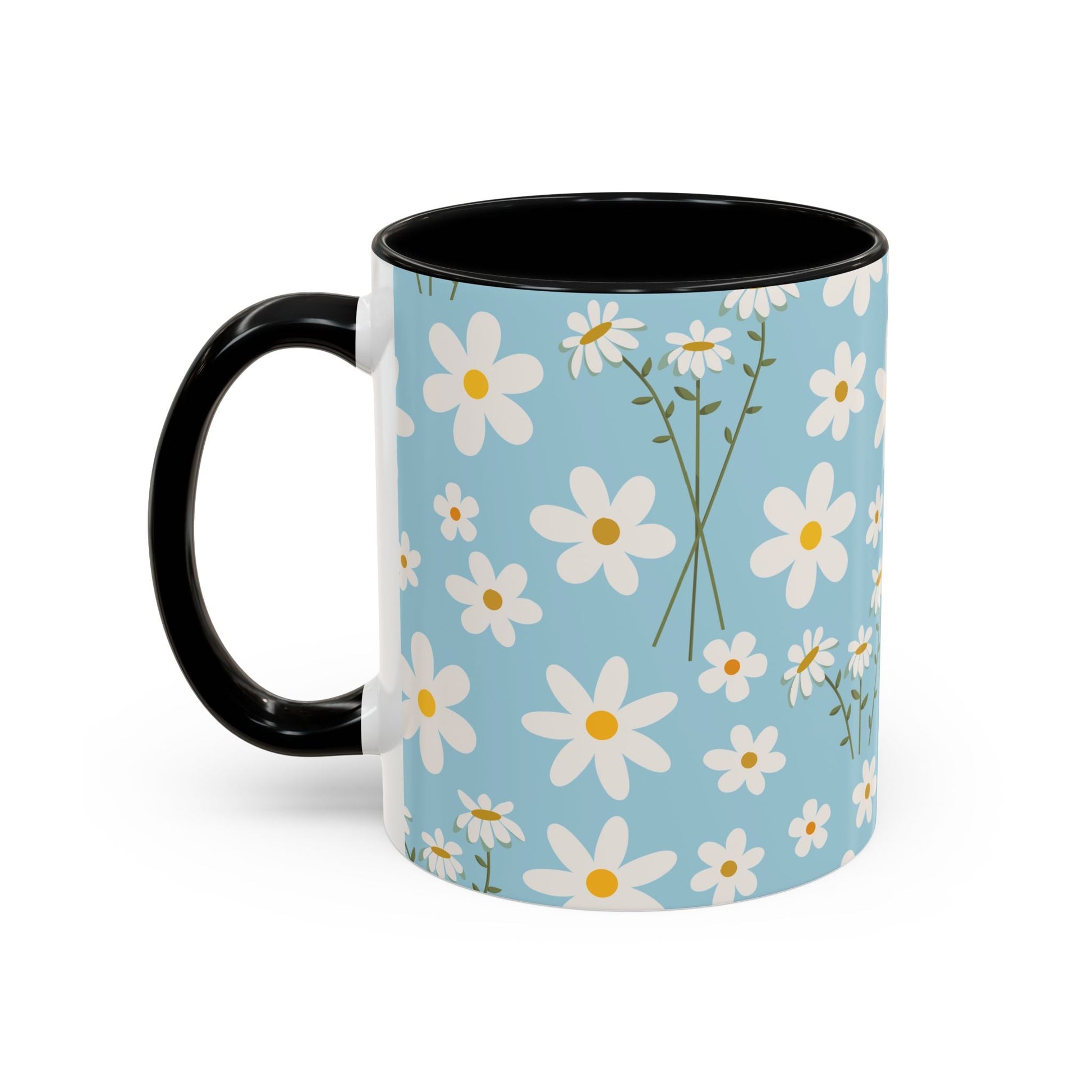 Sky Blue Daisy Accent Mug Pretty Cool Blue Ceramic Coffee Cup Spring Flower Tea Mug Floral Calm Ocean Blue Tea Cup - Mug - Kristine Celestine