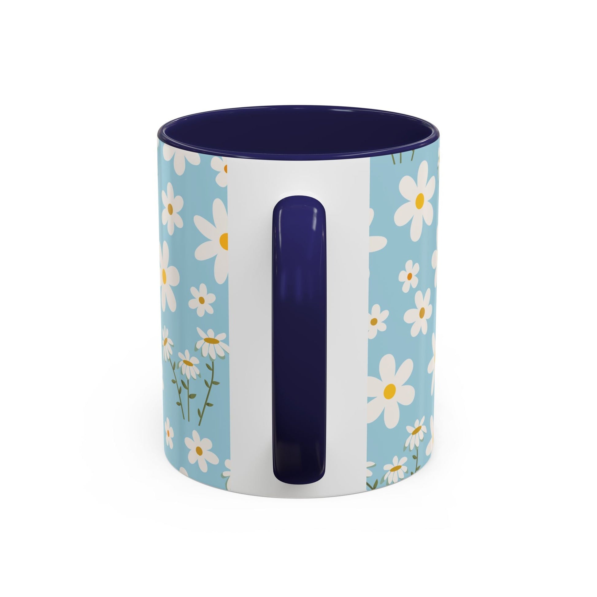 Sky Blue Daisy Accent Mug Pretty Cool Blue Ceramic Coffee Cup Spring Flower Tea Mug Floral Calm Ocean Blue Tea Cup - Mug - Kristine Celestine