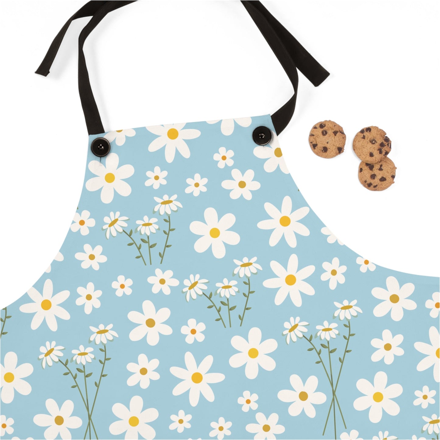 Sky Blue Daisy Apron Baking Apron Cute Light Blue Floral Cooking Apron Summer Barbecue Grilling BBQ Apron Calming Blue Spring Flower Craft Apron - Accessories - Kristine Celestine