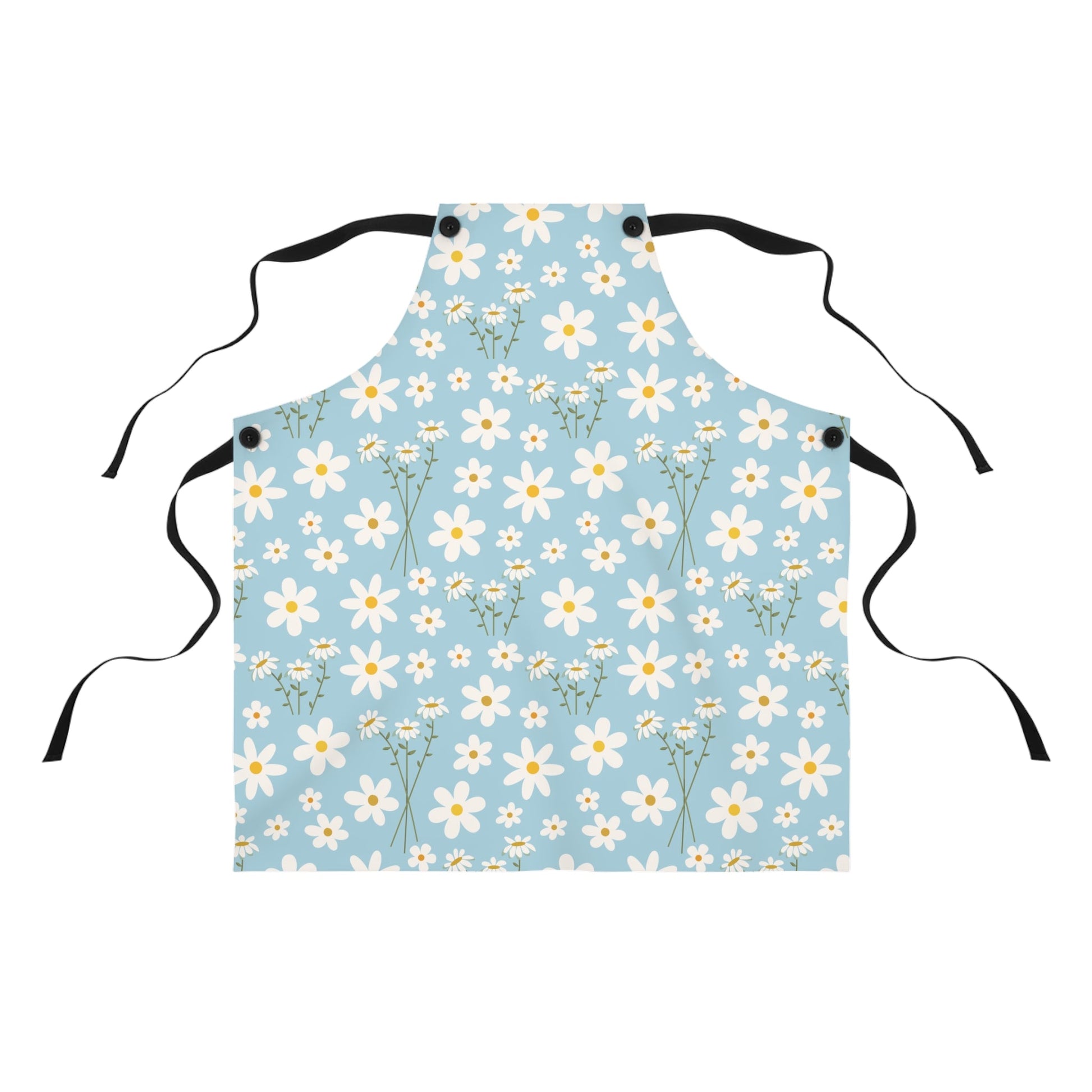 Sky Blue Daisy Apron Baking Apron Cute Light Blue Floral Cooking Apron Summer Barbecue Grilling BBQ Apron Calming Blue Spring Flower Craft Apron - Accessories - Kristine Celestine