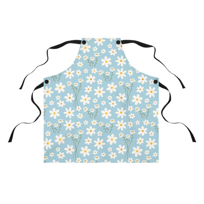 Sky Blue Daisy Apron Baking Apron Cute Light Blue Floral Cooking Apron Summer Barbecue Grilling BBQ Apron Calming Blue Spring Flower Craft Apron - Accessories - Kristine Celestine