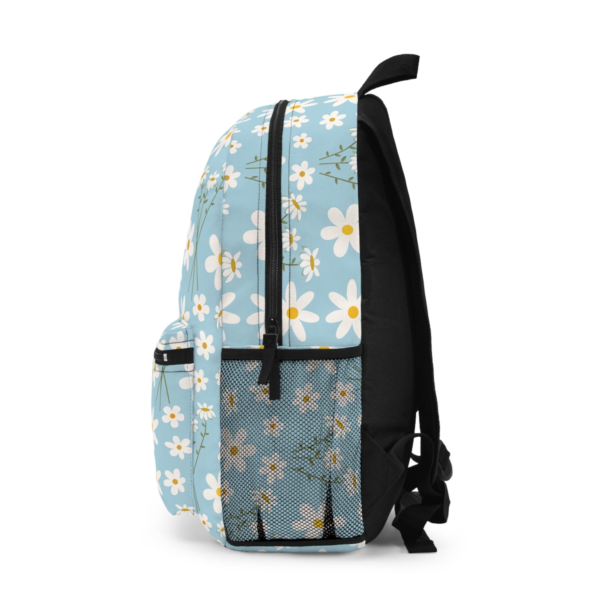 Sky Blue Daisy Backpack Cute Cool Blue Flower School Bag Floral Spring Book Bag Summer Daisies Satchel Bag - Bags - Kristine Celestine