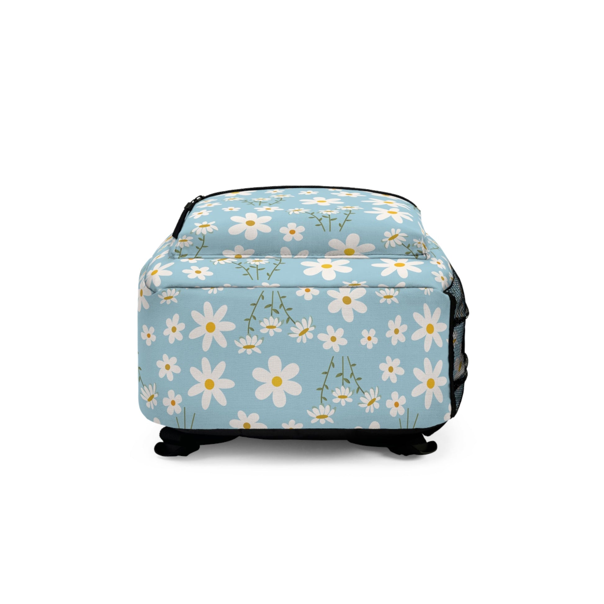 Sky Blue Daisy Backpack Cute Cool Blue Flower School Bag Floral Spring Book Bag Summer Daisies Satchel Bag - Bags - Kristine Celestine