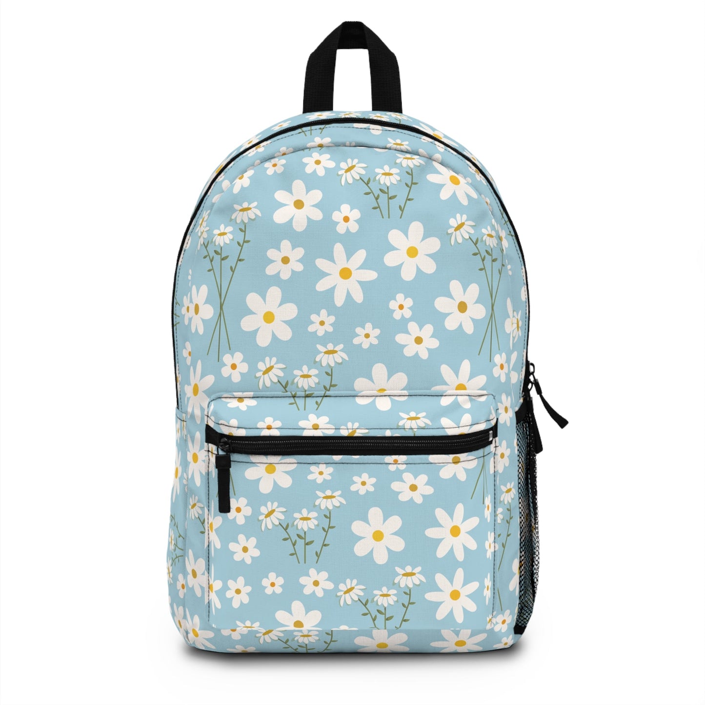 Sky Blue Daisy Backpack Cute Cool Blue Flower School Bag Floral Spring Book Bag Summer Daisies Satchel Bag - Bags - Kristine Celestine