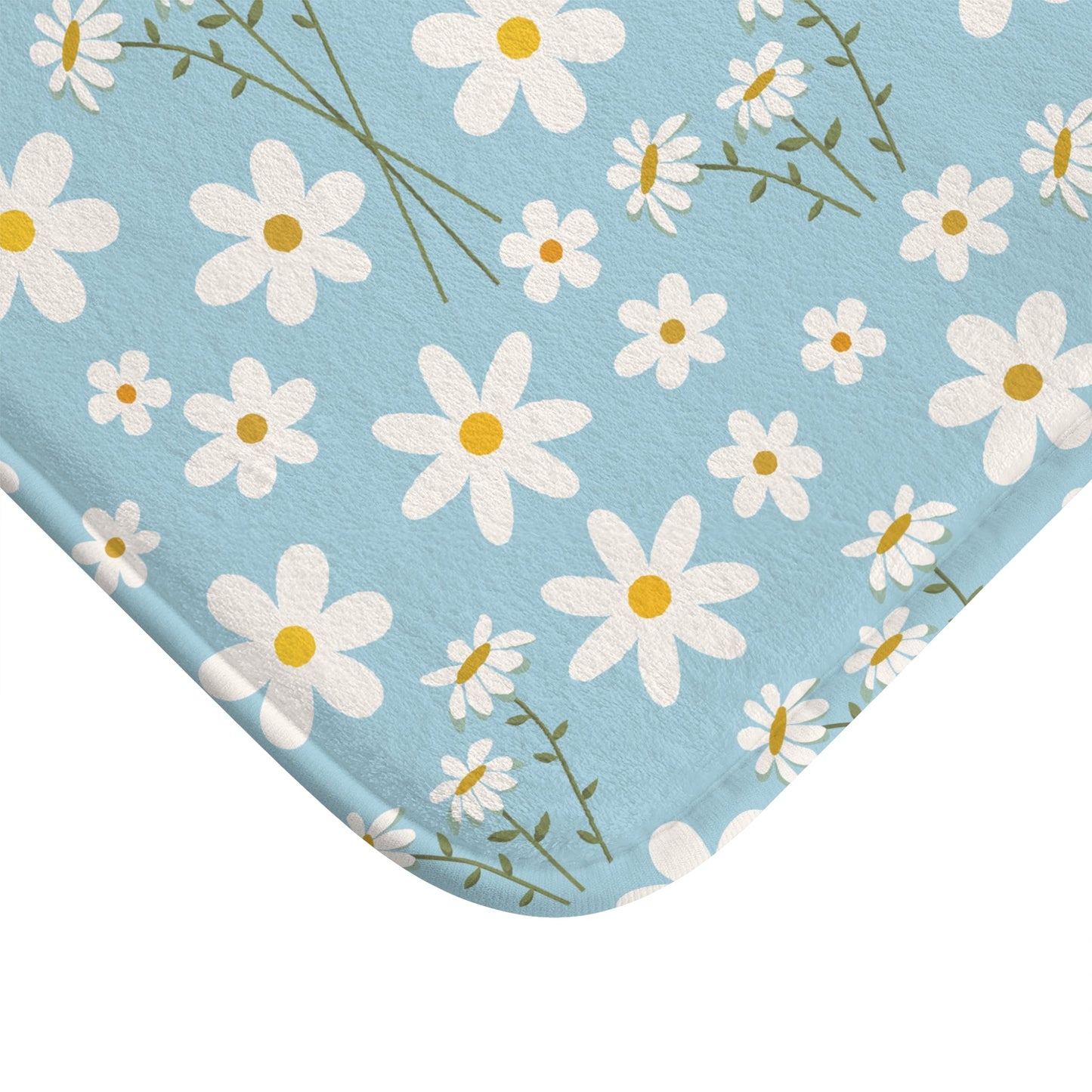 Sky Blue Daisy Bath Mat Cute Daisies Bathmat Cool Blue Mat Floral Rug Girly Area Rug Spring Floor Cloth Cute Doormat Flower Runner Womens Bath Accessory Room Decor - Home Decor - Kristine Celestine