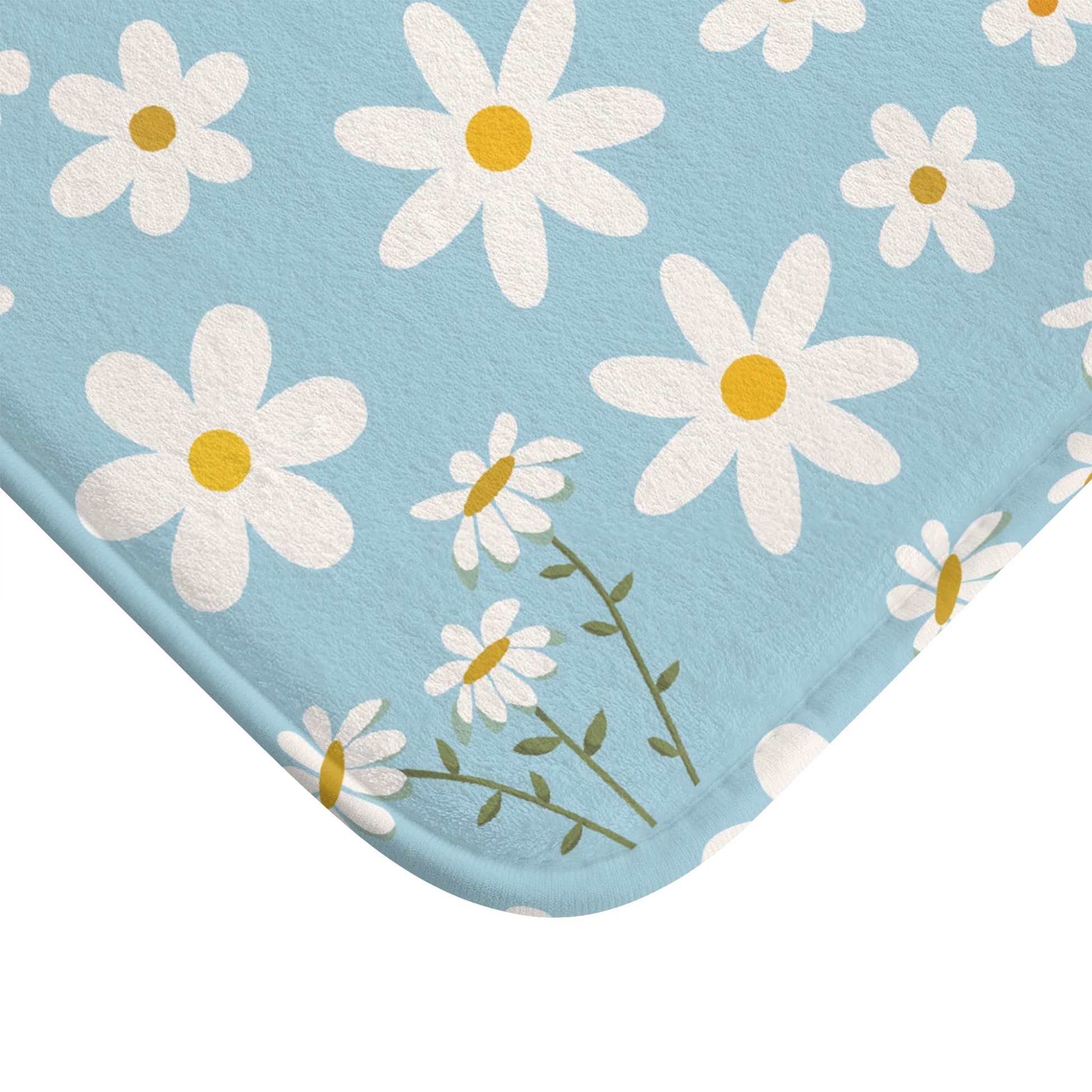 Sky Blue Daisy Bath Mat Cute Daisies Bathmat Cool Blue Mat Floral Rug Girly Area Rug Spring Floor Cloth Cute Doormat Flower Runner Womens Bath Accessory Room Decor - Home Decor - Kristine Celestine