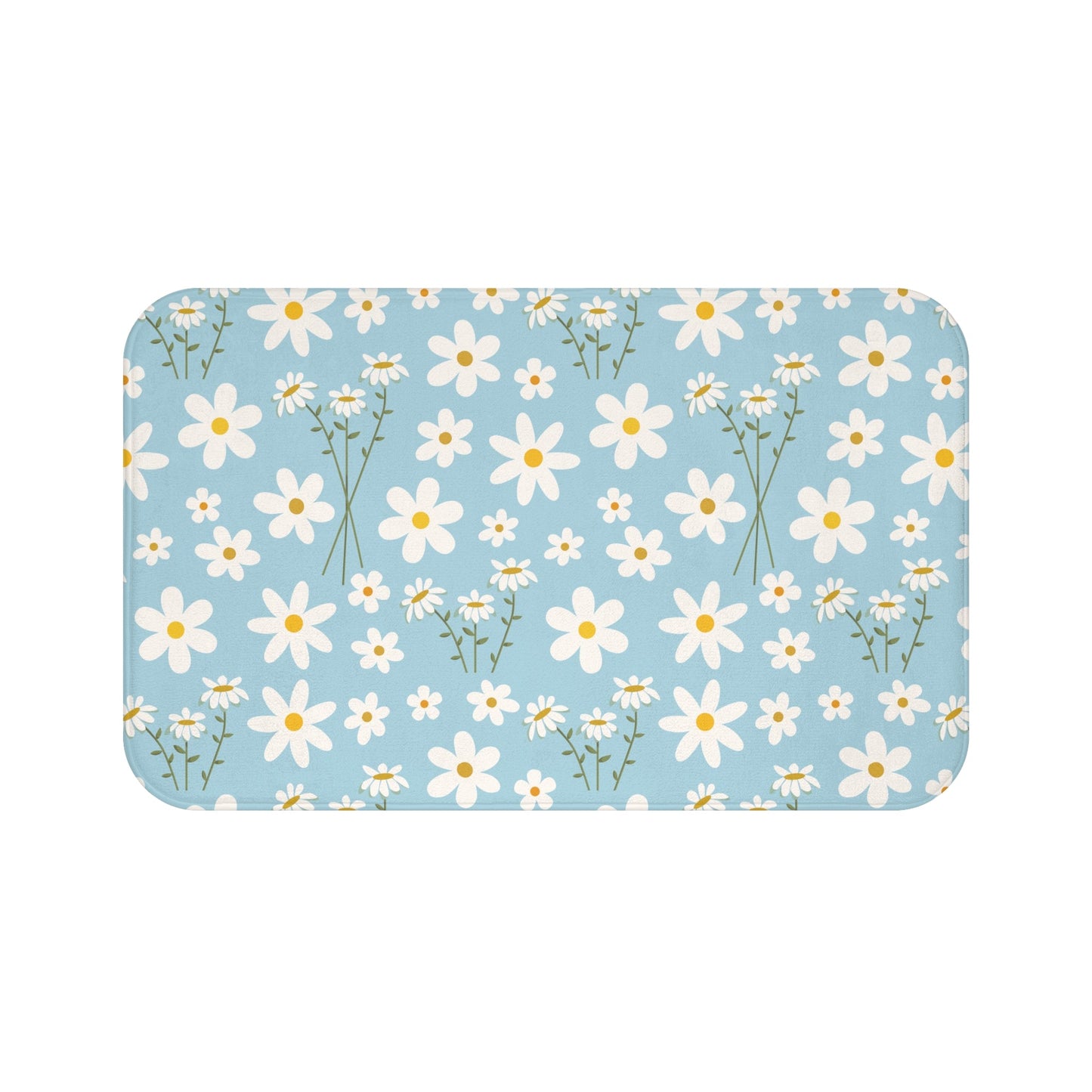 Sky Blue Daisy Bath Mat Cute Daisies Bathmat Cool Blue Mat Floral Rug Girly Area Rug Spring Floor Cloth Cute Doormat Flower Runner Womens Bath Accessory Room Decor - Home Decor - Kristine Celestine