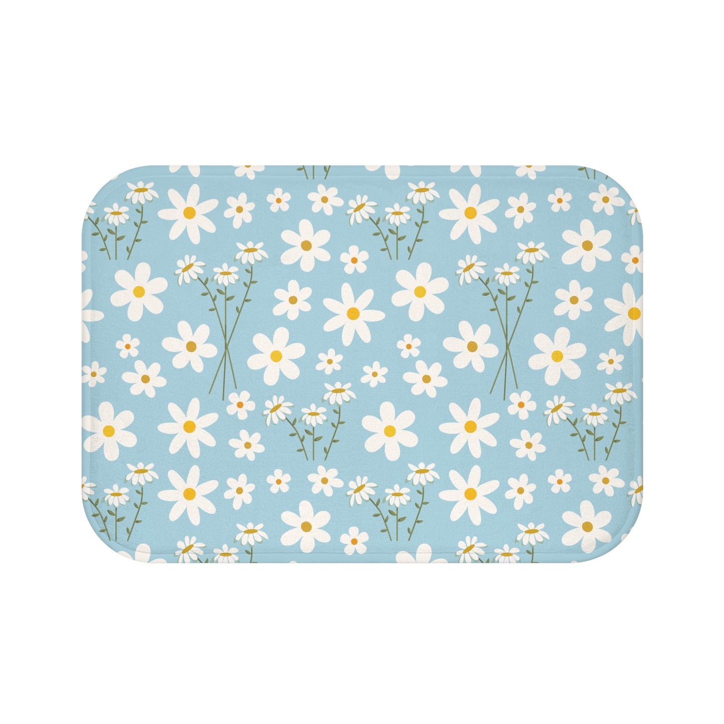 Sky Blue Daisy Bath Mat Cute Daisies Bathmat Cool Blue Mat Floral Rug Girly Area Rug Spring Floor Cloth Cute Doormat Flower Runner Womens Bath Accessory Room Decor - Home Decor - Kristine Celestine