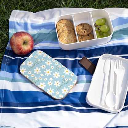 Sky Blue Daisy Bento Lunch Box Cute Food Container Cool Blue Flower Summer Lunchbox Floral Spring Food Storage Container - Accessories - Kristine Celestine