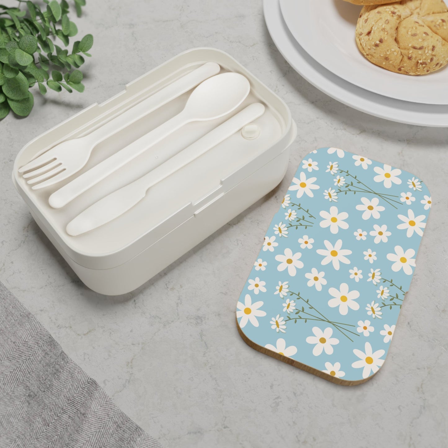 Sky Blue Daisy Bento Lunch Box Cute Food Container Cool Blue Flower Summer Lunchbox Floral Spring Food Storage Container - Accessories - Kristine Celestine