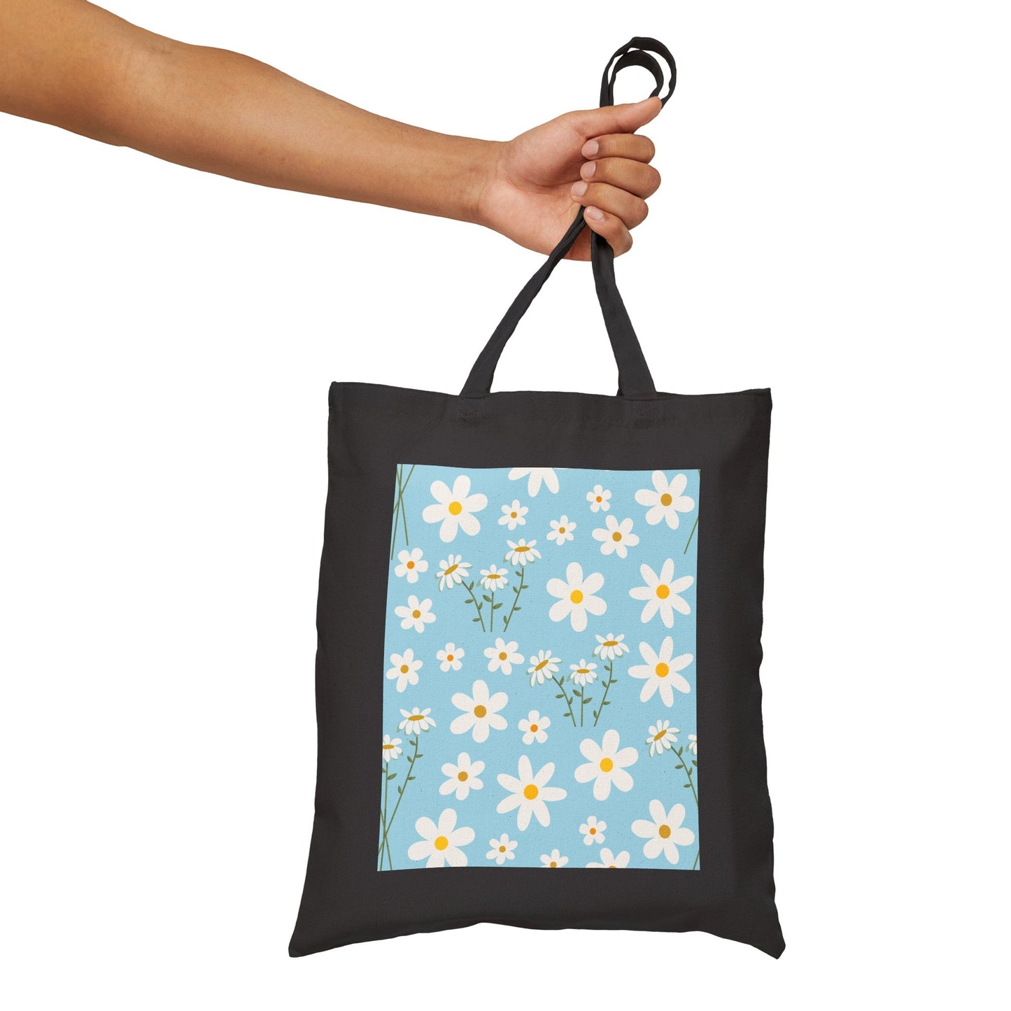 Sky Blue Daisy Cotton Canvas Tote Bag - Bags - Kristine Celestine