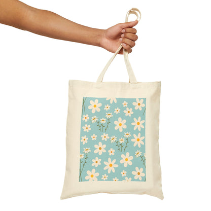 Sky Blue Daisy Cotton Canvas Tote Bag - Bags - Kristine Celestine