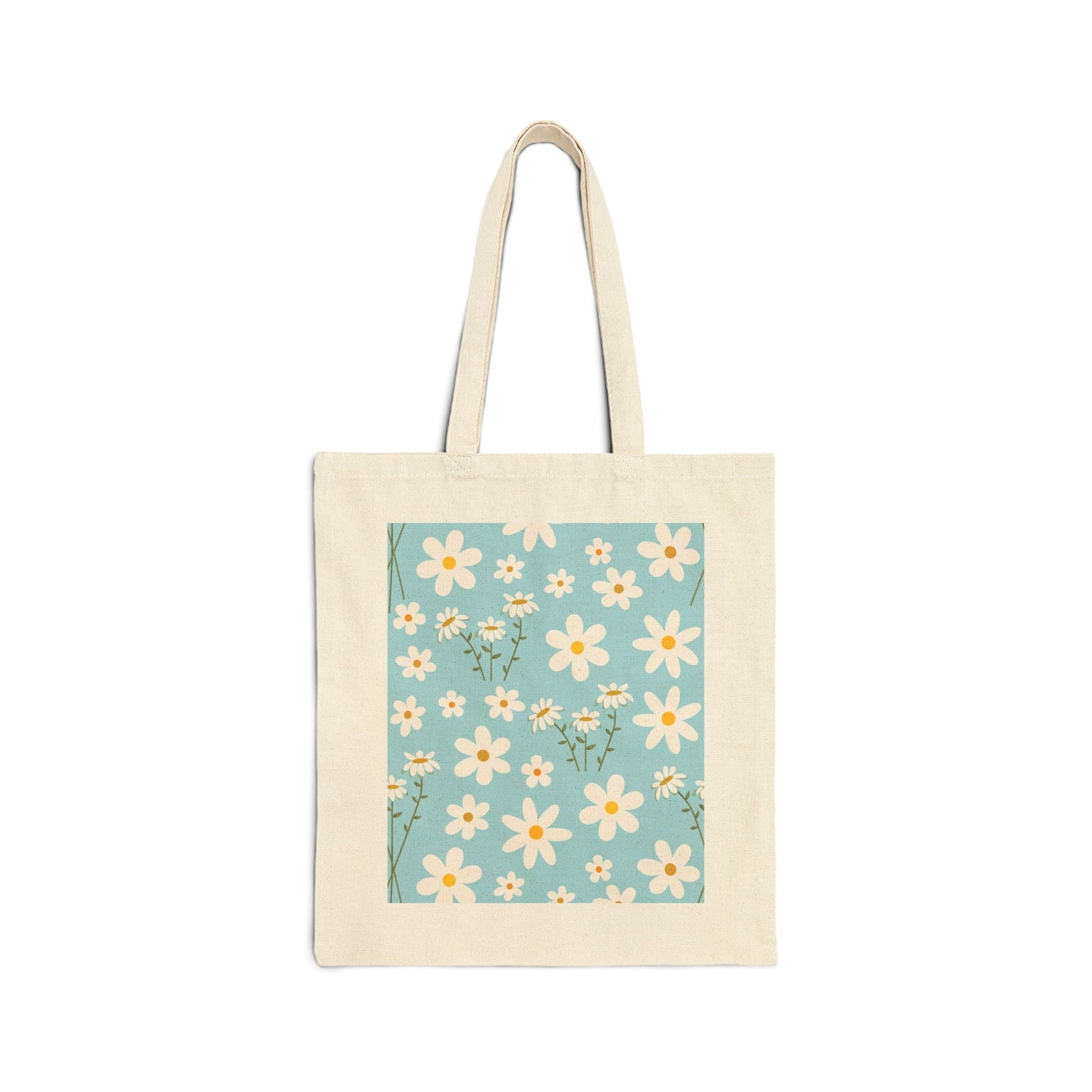 Sky Blue Daisy Cotton Canvas Tote Bag - Bags - Kristine Celestine